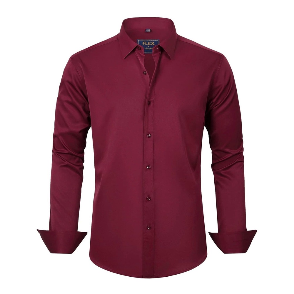 J.VER Men's Stretch Wrinkle-Free Dress Shirt – Red – Size XXL Tall